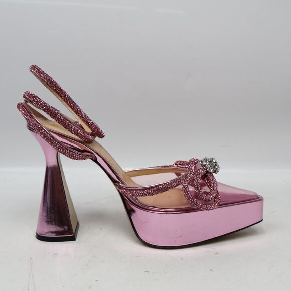 🔥NO ANKLE STRAP MACH & MACH Double Crystal Bow Platform Pump Pink, 7.5US/37.5IT - Picture 2 of 13